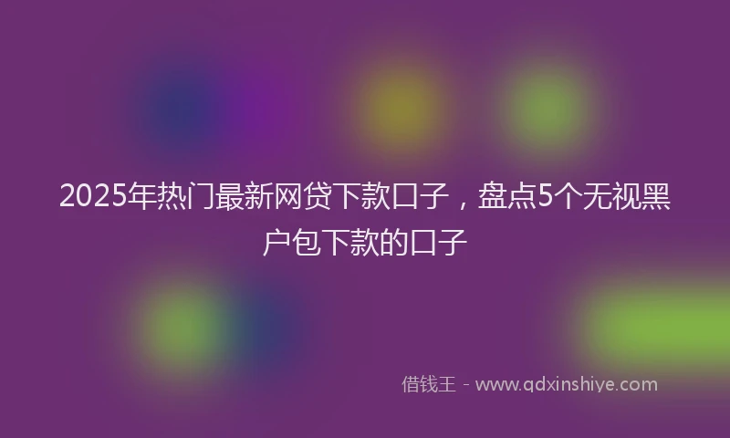 2025年热门最新网贷下款口子，盘点5个无视黑户包下款的口子