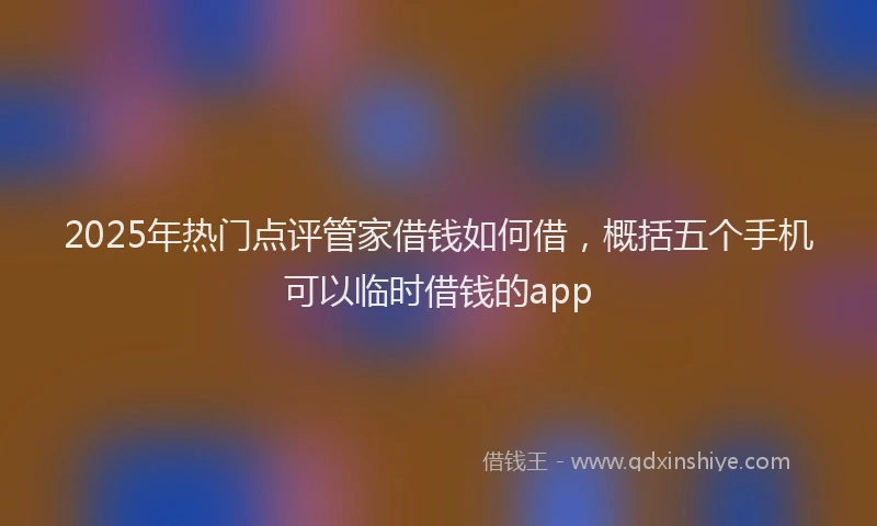 2025年热门点评管家借钱如何借，概括五个手机可以临时借钱的app