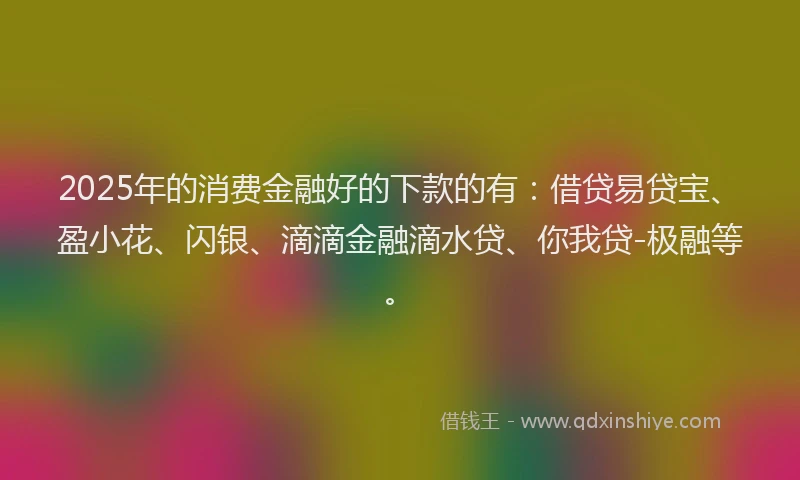 2025年的消费金融好的下款的有：借贷易贷宝、盈小花、闪银、滴滴金融滴水贷、你我贷-极融等。