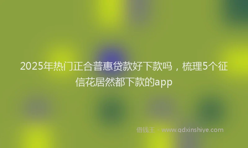 2025年热门正合普惠贷款好下款吗，梳理5个征信花居然都下款的app