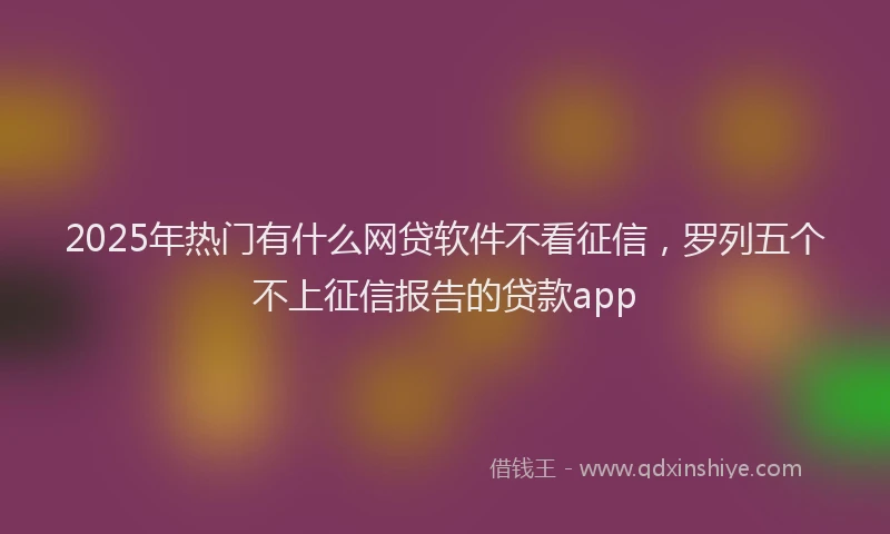 2025年热门有什么网贷软件不看征信，罗列五个不上征信报告的贷款app