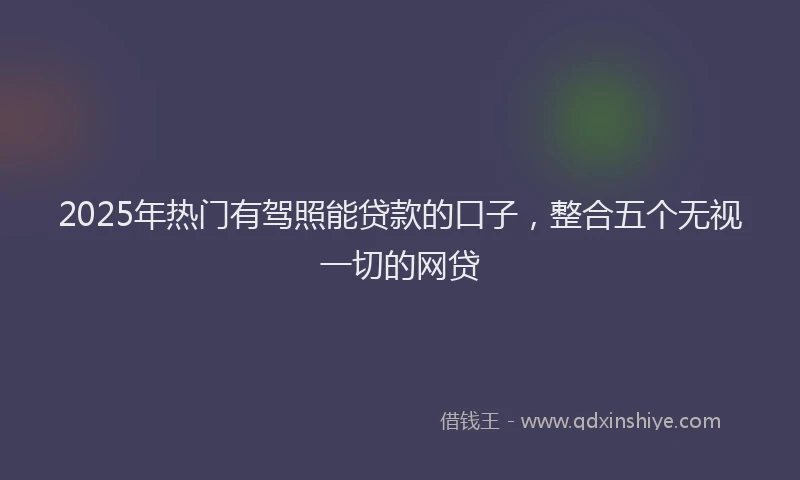 2025年热门有驾照能贷款的口子，整合五个无视一切的网贷