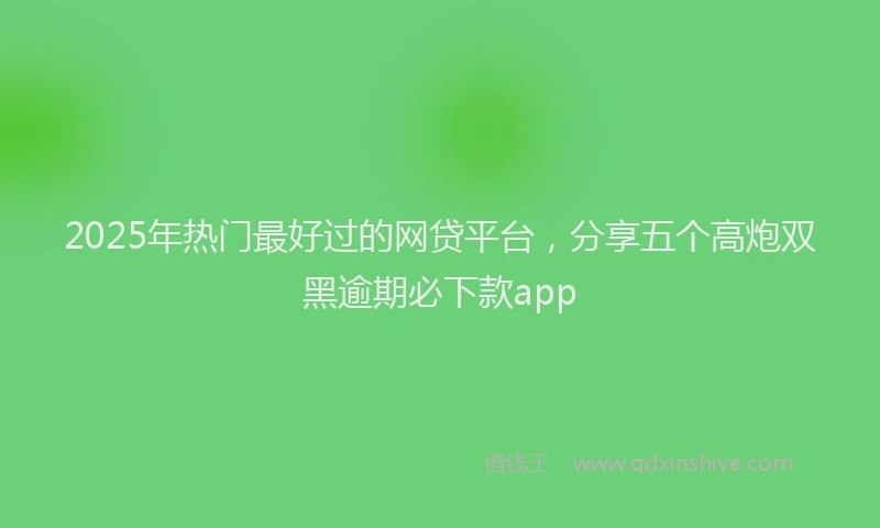 2025年热门最好过的网贷平台，分享五个高炮双黑逾期必下款app