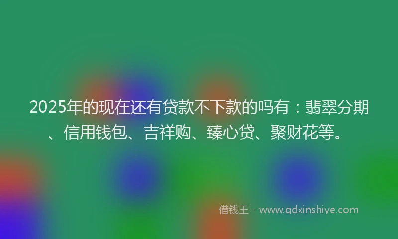 2025年的现在还有贷款不下款的吗有：翡翠分期、信用钱包、吉祥购、臻心贷、聚财花等。