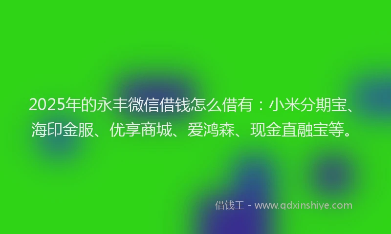 2025年的永丰微信借钱怎么借有：小米分期宝、海印金服、优享商城、爱鸿森、现金直融宝等。