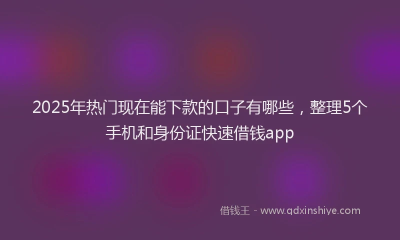 2025年热门现在能下款的口子有哪些，整理5个手机和身份证快速借钱app