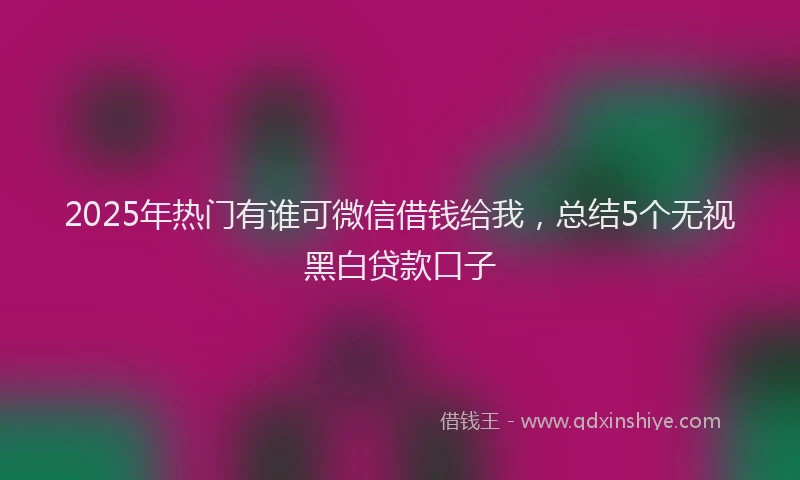 2025年热门有谁可微信借钱给我，总结5个无视黑白贷款口子