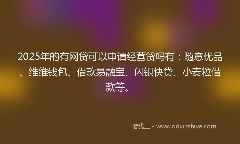 2025年的有网贷可以申请经营贷吗有：随意优品、维维钱包、借款易融宝、闪银快贷、小麦粒借款等。