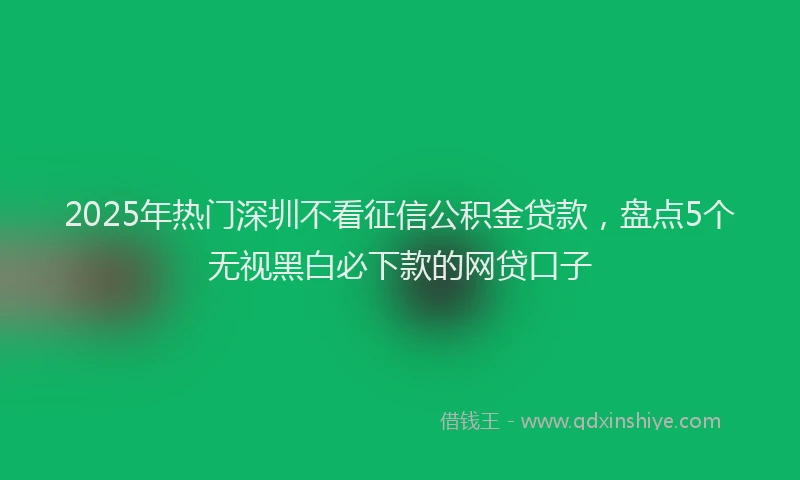 2025年热门深圳不看征信公积金贷款，盘点5个无视黑白必下款的网贷口子