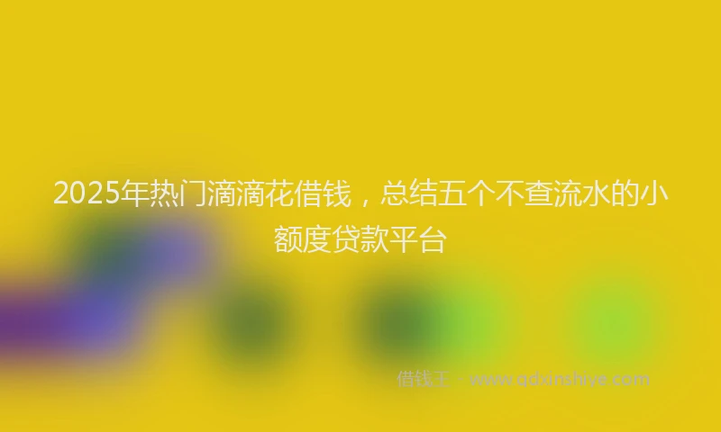 2025年热门滴滴花借钱，总结五个不查流水的小额度贷款平台