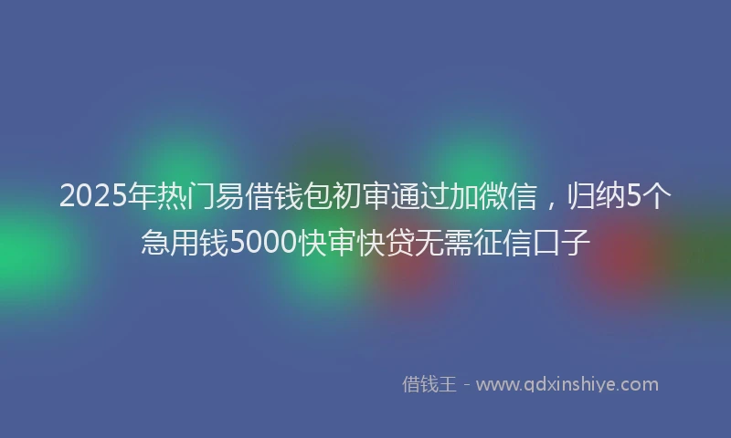 2025年热门易借钱包初审通过加微信，归纳5个急用钱5000快审快贷无需征信口子
