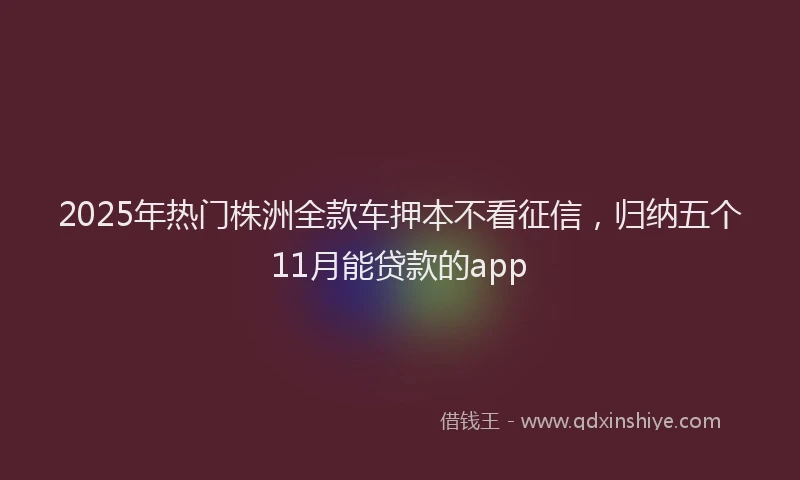 2025年热门株洲全款车押本不看征信，归纳五个11月能贷款的app