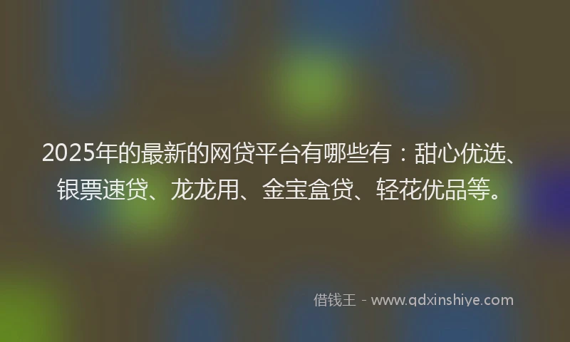 2025年的最新的网贷平台有哪些有：甜心优选、银票速贷、龙龙用、金宝盒贷、轻花优品等。