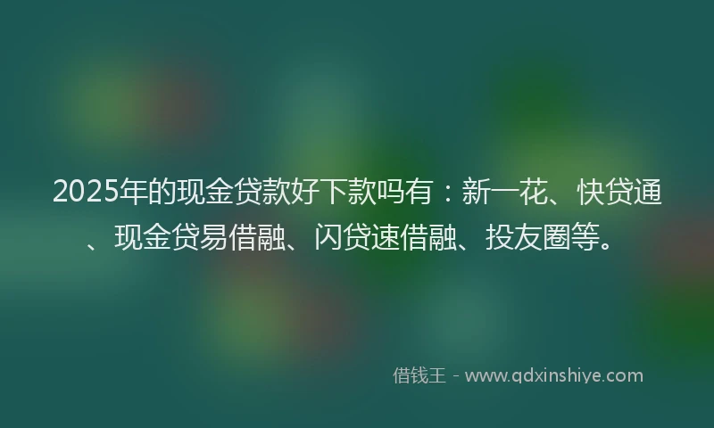 2025年的现金贷款好下款吗有：新一花、快贷通、现金贷易借融、闪贷速借融、投友圈等。
