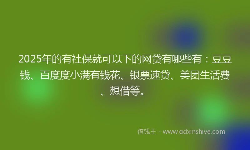 2025年的有社保就可以下的网贷有哪些有：豆豆钱、百度度小满有钱花、银票速贷、美团生活费、想借等。