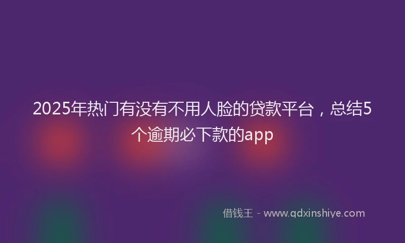 2025年热门有没有不用人脸的贷款平台，总结5个逾期必下款的app