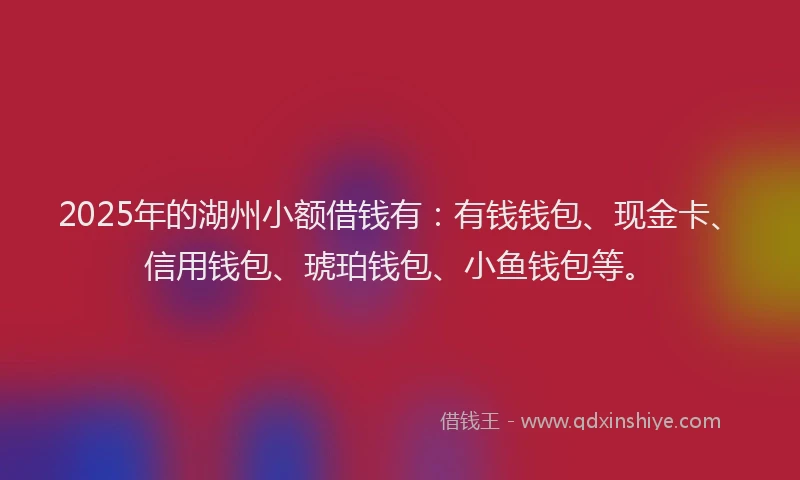 2025年的湖州小额借钱有：有钱钱包、现金卡、信用钱包、琥珀钱包、小鱼钱包等。