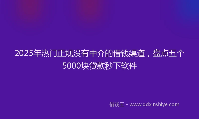 2025年热门正规没有中介的借钱渠道，盘点五个5000块贷款秒下软件