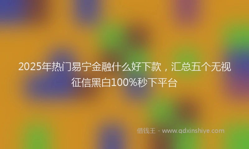 2025年热门易宁金融什么好下款，汇总五个无视征信黑白100%秒下平台