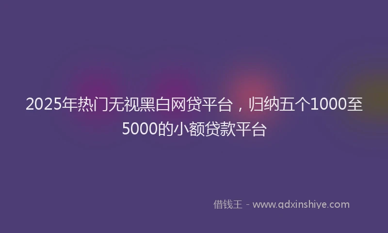 2025年热门无视黑白网贷平台，归纳五个1000至5000的小额贷款平台