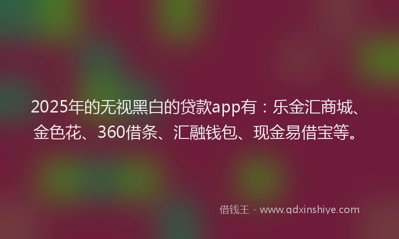2025年的无视黑白的贷款app有：乐金汇商城、金色花、360借条、汇融钱包、现金易借宝等。