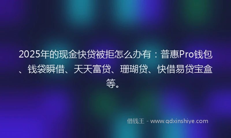 2025年的现金快贷被拒怎么办有：普惠Pro钱包、钱袋瞬借、天天富贷、珊瑚贷、快借易贷宝盒等。
