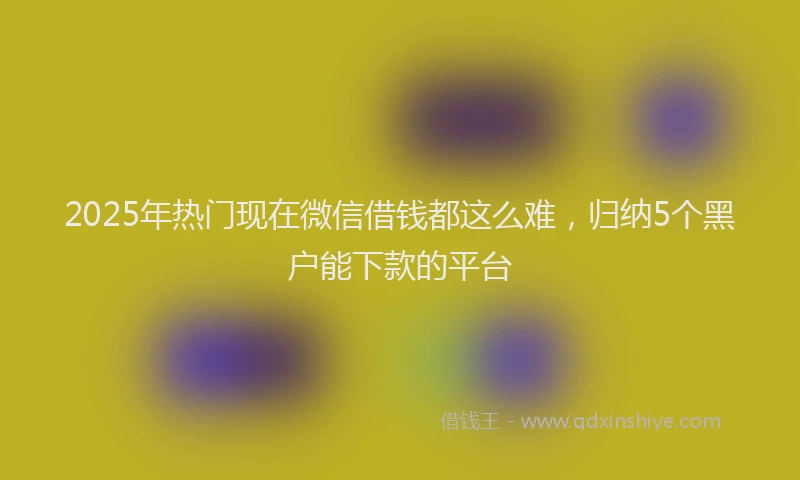 2025年热门现在微信借钱都这么难，归纳5个黑户能下款的平台