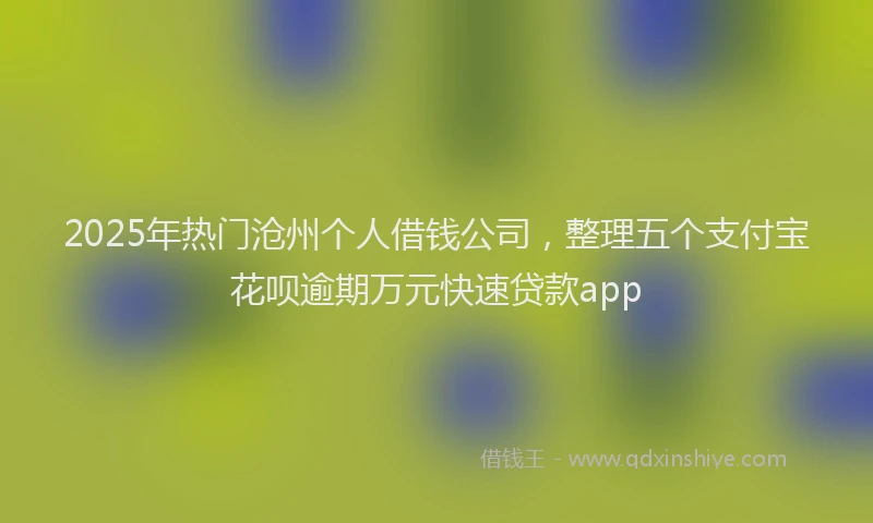 2025年热门沧州个人借钱公司，整理五个支付宝花呗逾期万元快速贷款app