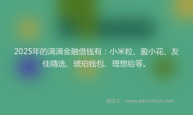 2025年的滴滴金融借钱有：小米粒、盈小花、友佳精选、琥珀钱包、理想给等。