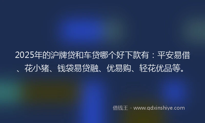 2025年的沪牌贷和车贷哪个好下款有：平安易借、花小猪、钱袋易贷融、优易购、轻花优品等。