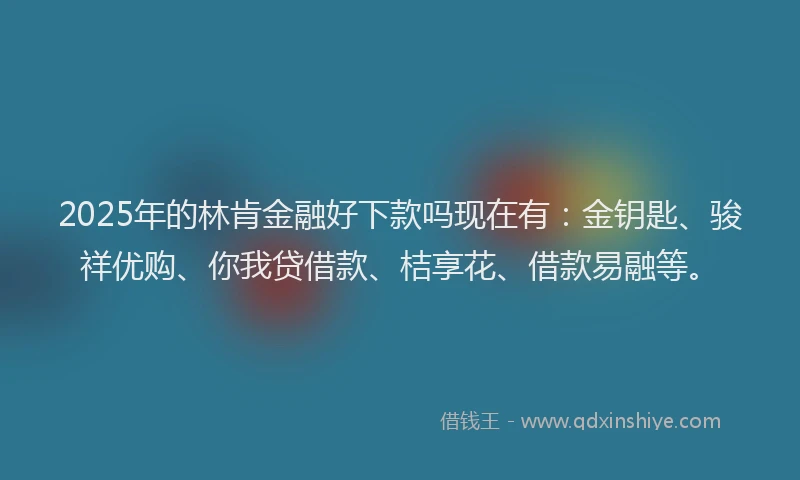 2025年的林肯金融好下款吗现在有：金钥匙、骏祥优购、你我贷借款、桔享花、借款易融等。