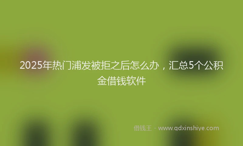 2025年热门浦发被拒之后怎么办，汇总5个公积金借钱软件