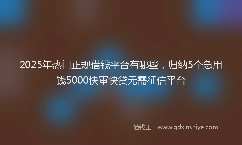2025年热门正规借钱平台有哪些，归纳5个急用钱5000快审快贷无需征信平台