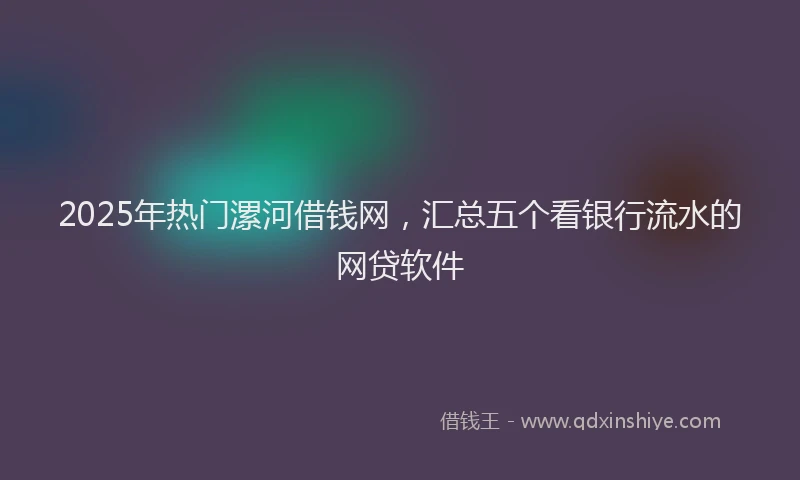2025年热门漯河借钱网，汇总五个看银行流水的网贷软件