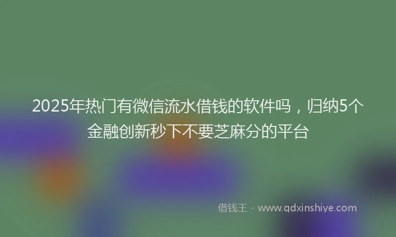 2025年热门有微信流水借钱的软件吗，归纳5个金融创新秒下不要芝麻分的平台