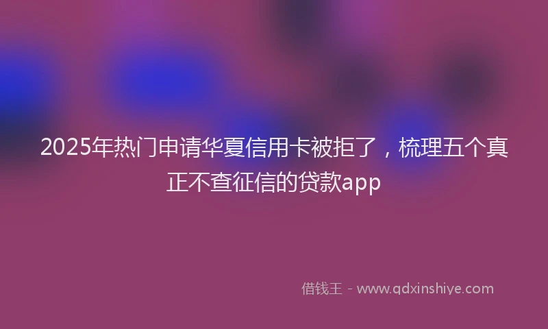 2025年热门申请华夏信用卡被拒了，梳理五个真正不查征信的贷款app
