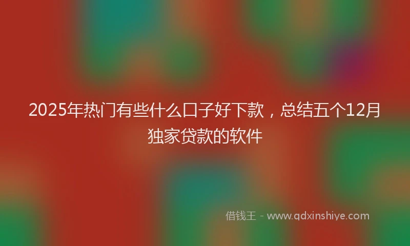 2025年热门有些什么口子好下款，总结五个12月独家贷款的软件