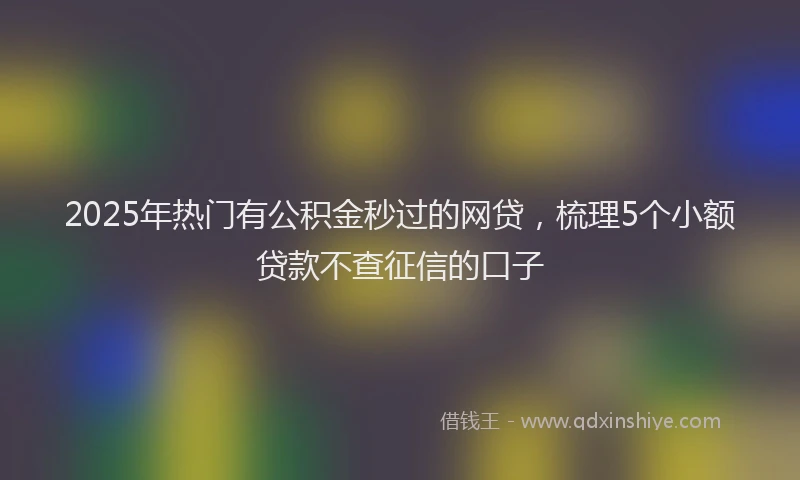 2025年热门有公积金秒过的网贷，梳理5个小额贷款不查征信的口子