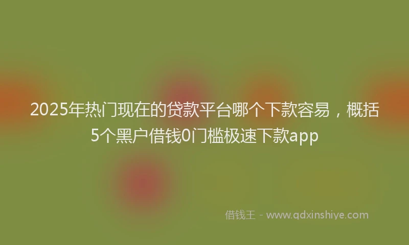 2025年热门现在的贷款平台哪个下款容易，概括5个黑户借钱0门槛极速下款app