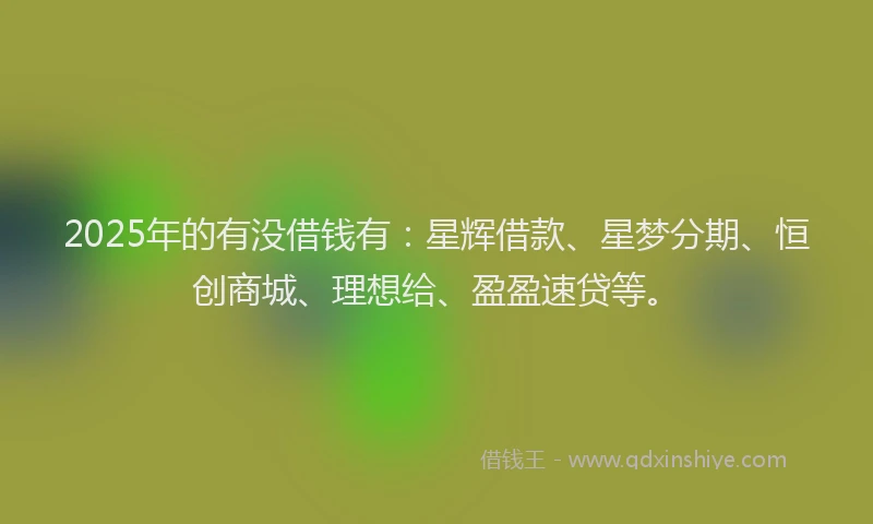 2025年的有没借钱有：星辉借款、星梦分期、恒创商城、理想给、盈盈速贷等。