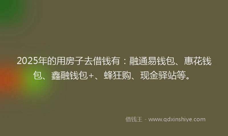2025年的用房子去借钱有：融通易钱包、惠花钱包、鑫融钱包+、蜂狂购、现金驿站等。