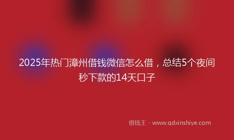 2025年热门漳州借钱微信怎么借，总结5个夜间秒下款的14天口子