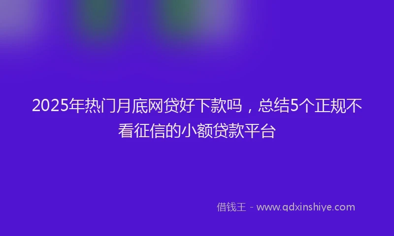 2025年热门月底网贷好下款吗，总结5个正规不看征信的小额贷款平台