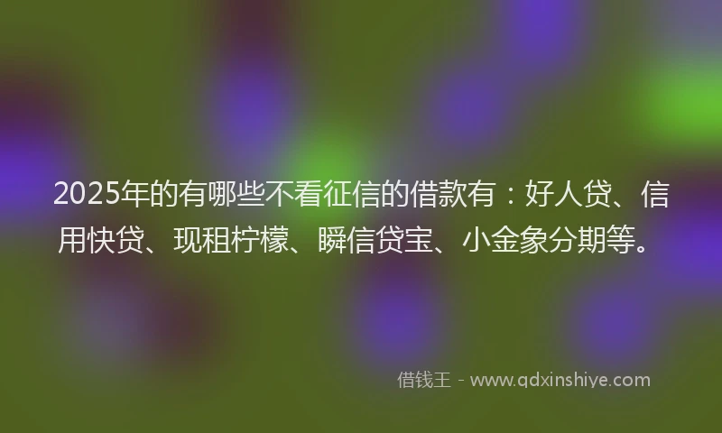 2025年的有哪些不看征信的借款有：好人贷、信用快贷、现租柠檬、瞬信贷宝、小金象分期等。