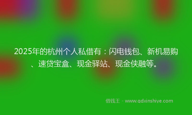2025年的杭州个人私借有：闪电钱包、新机易购、速贷宝盒、现金驿站、现金侠融等。