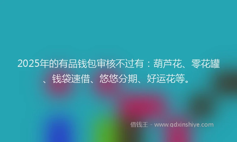 2025年的有品钱包审核不过有：葫芦花、零花罐、钱袋速借、悠悠分期、好运花等。