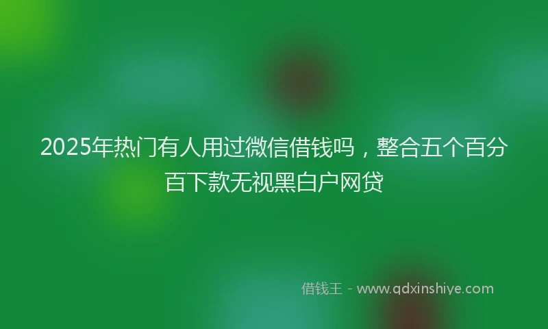 2025年热门有人用过微信借钱吗，整合五个百分百下款无视黑白户网贷