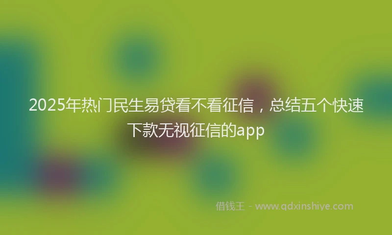 2025年热门民生易贷看不看征信，总结五个快速下款无视征信的app