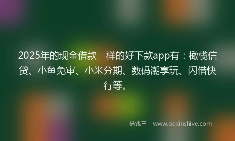2025年的现金借款一样的好下款app有：橄榄信贷、小鱼免审、小米分期、数码潮享玩、闪借快行等。