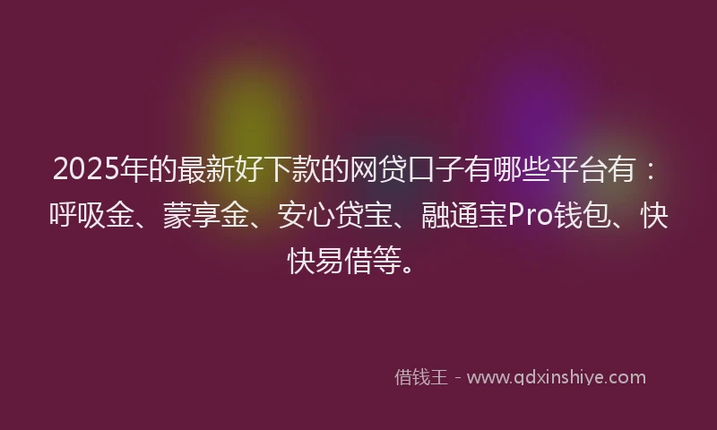 2025年的最新好下款的网贷口子有哪些平台有：呼吸金、蒙享金、安心贷宝、融通宝Pro钱包、快快易借等。